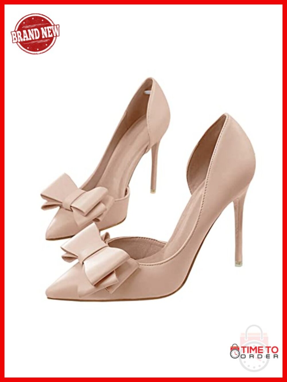 Faux Leather Bow Stiletto Heels Pointed Toe Slip On Wedding Pumps